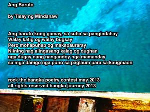 ang baruto by tisay ng mindanaw, rock the bangka poet 2013